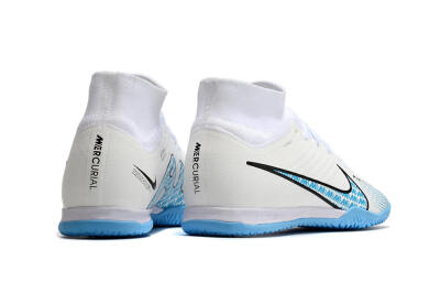 Unisex Nike Air Zoom Mercurial Superfly 9 Elite IC Indoor & Futsal High-Tops Football Shoes - White/Blue/Black