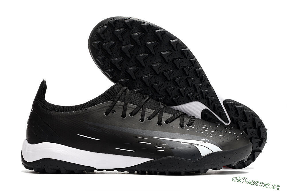 Men's Puma Ultra Ultimate TF Artificial Turf Low-Tops Football Shoes - Black/White 2