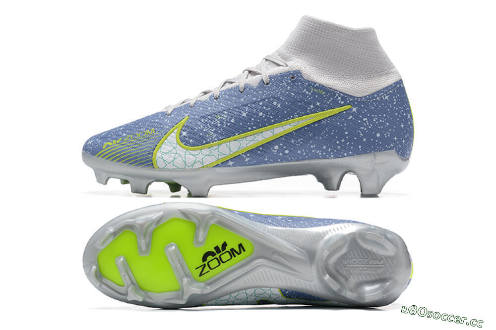 Men's Nike Air Zoom Mercurial Superfly 9 Elite FG Firm Ground High-Tops Football Boots - Blue/White/Green 1