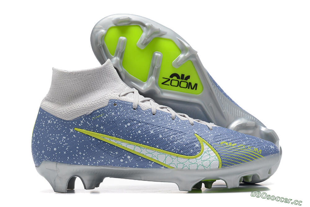 Men's Nike Air Zoom Mercurial Superfly 9 Elite FG Firm Ground High-Tops Football Boots - Blue/White/Green 2