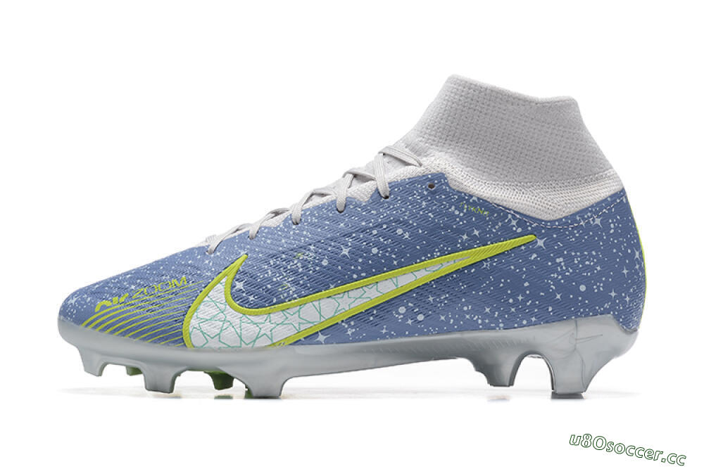 Men's Nike Air Zoom Mercurial Superfly 9 Elite FG Firm Ground High-Tops Football Boots - Blue/White/Green 0