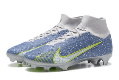 Men's Nike Air Zoom Mercurial Superfly 9 Elite FG Firm Ground High-Tops Football Boots - Blue/White/Green