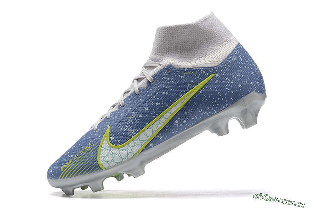 Men's Nike Air Zoom Mercurial Superfly 9 Elite FG Firm Ground High-Tops Football Boots - Blue/White/Green 8