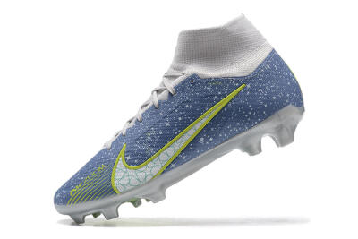 Men's Nike Air Zoom Mercurial Superfly 9 Elite FG Firm Ground High-Tops Football Boots - Blue/White/Green
