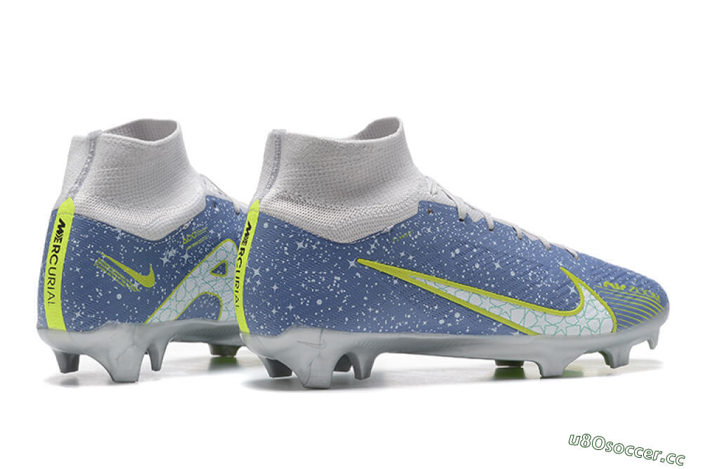 Men's Nike Air Zoom Mercurial Superfly 9 Elite FG Firm Ground High-Tops Football Boots - Blue/White/Green 9