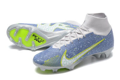 Men's Nike Air Zoom Mercurial Superfly 9 Elite FG Firm Ground High-Tops Football Boots - Blue/White/Green