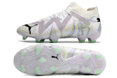 Men's Puma Future Ultimate FG Firm Ground Low-Tops Football Boots - White/Grey/Blue