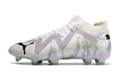 Men's Puma Future Ultimate FG Firm Ground Low-Tops Football Boots - White/Grey/Blue