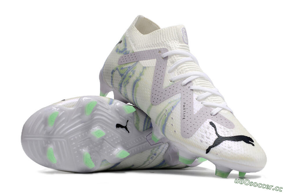 Men's Puma Future Ultimate FG Firm Ground Low-Tops Football Boots - White/Grey/Blue 3