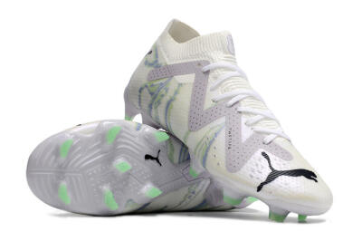 Men's Puma Future Ultimate FG Firm Ground Low-Tops Football Boots - White/Grey/Blue