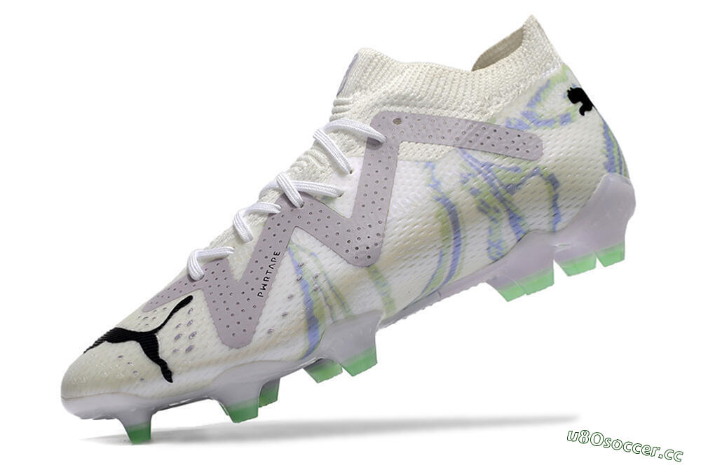 Men's Puma Future Ultimate FG Firm Ground Low-Tops Football Boots - White/Grey/Blue 5