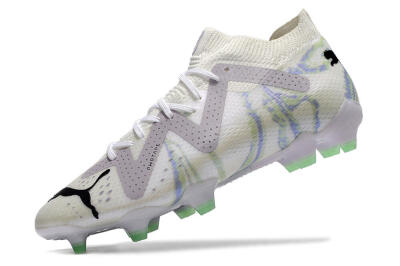 Men's Puma Future Ultimate FG Firm Ground Low-Tops Football Boots - White/Grey/Blue