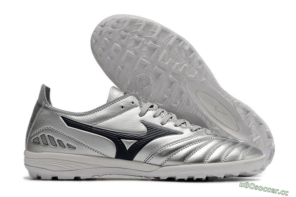 Men's Mizuno Morelia Neo 3 Pro TF Artificial Turf Low-Tops Football Shoes - Silver/Black 2