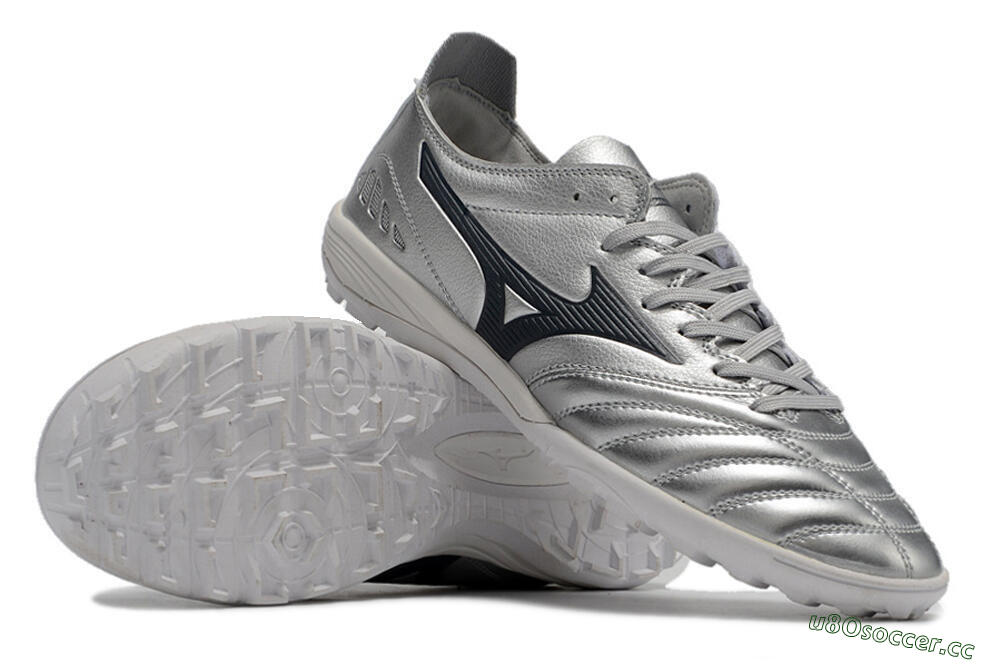Men's Mizuno Morelia Neo 3 Pro TF Artificial Turf Low-Tops Football Shoes - Silver/Black 4
