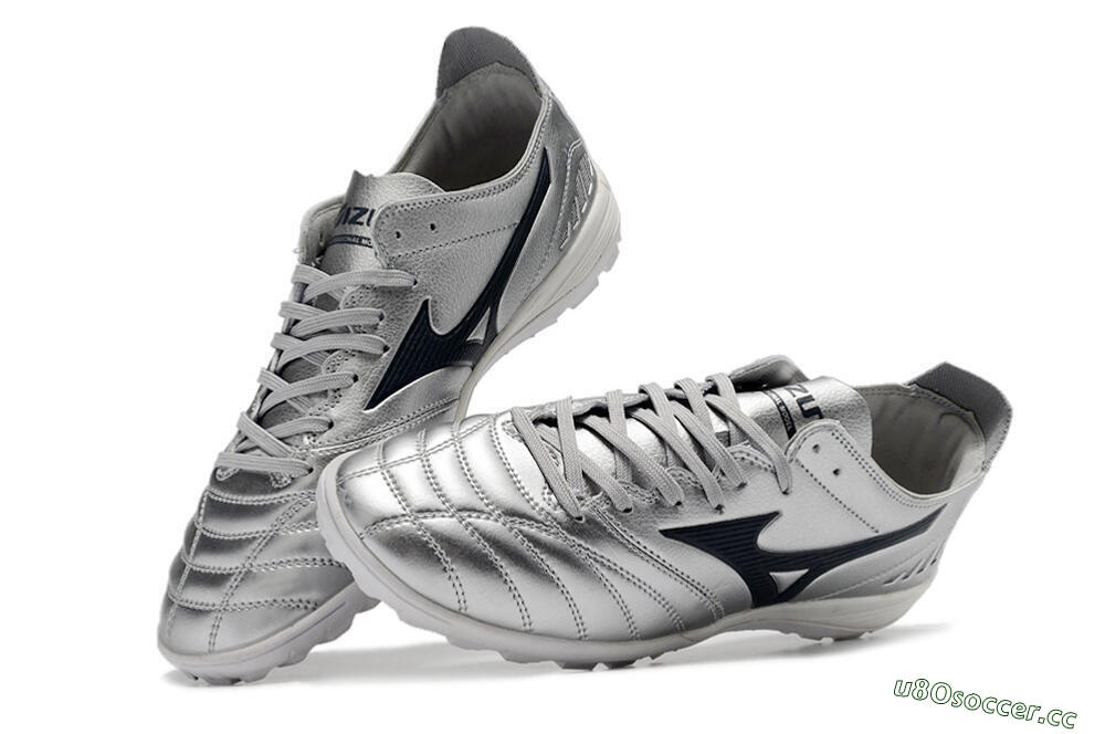 Men's Mizuno Morelia Neo 3 Pro TF Artificial Turf Low-Tops Football Shoes - Silver/Black 6