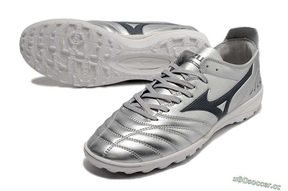 Men's Mizuno Morelia Neo 3 Pro TF Artificial Turf Low-Tops Football Shoes - Silver/Black 3