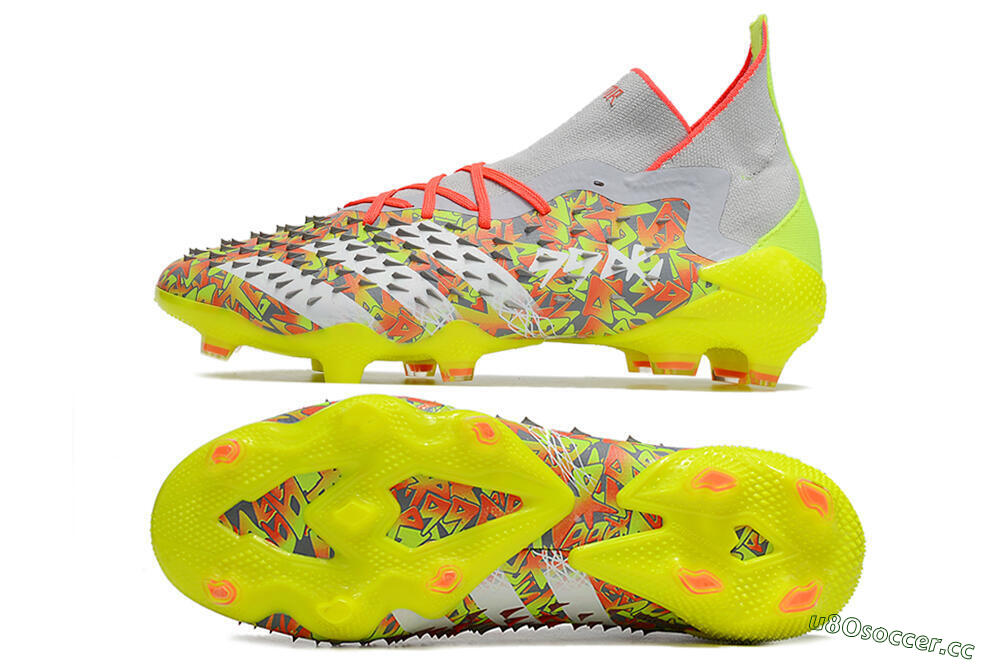 Unisex Adidas Predator Freak.1 FG Firm Ground High-Tops Football Boots - Grey/Yellow/Orange 1