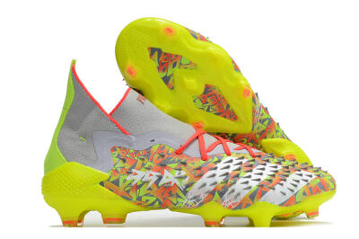 Unisex Adidas Predator Freak.1 FG Firm Ground High-Tops Football Boots - Grey/Yellow/Orange