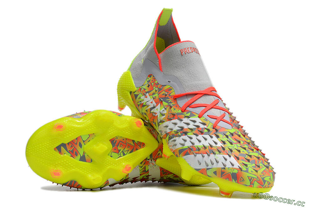 Unisex Adidas Predator Freak.1 FG Firm Ground High-Tops Football Boots - Grey/Yellow/Orange 3