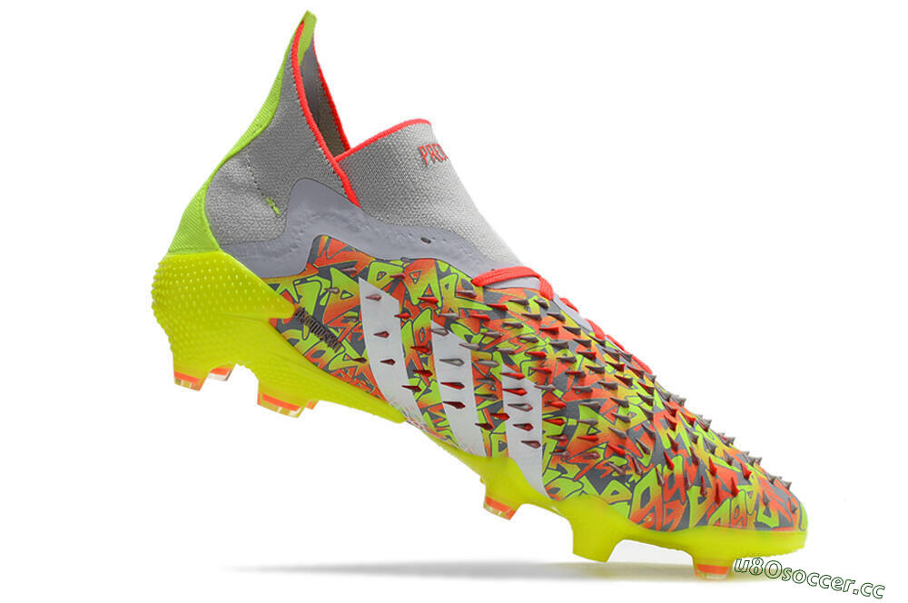 Unisex Adidas Predator Freak.1 FG Firm Ground High-Tops Football Boots - Grey/Yellow/Orange 4