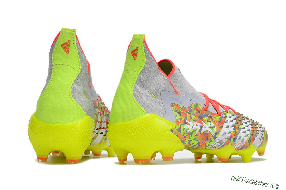 Unisex Adidas Predator Freak.1 FG Firm Ground High-Tops Football Boots - Grey/Yellow/Orange 6