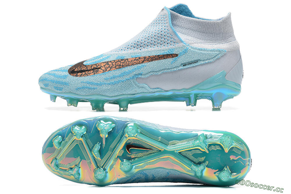 Men's Nike Phantom GX Elite FG Firm Ground High-Tops Football Boots - Blue/White/Brown/Black 1