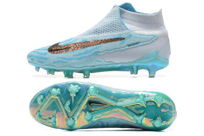 Men's Nike Phantom GX Elite FG Firm Ground High-Tops Football Boots - Blue/White/Brown/Black