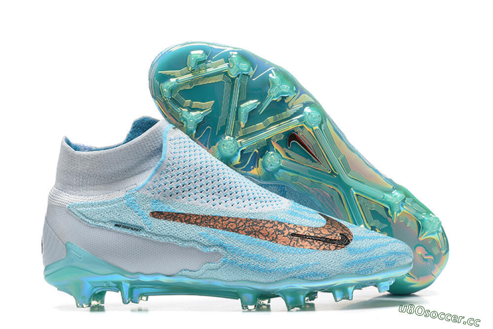 Men's Nike Phantom GX Elite FG Firm Ground High-Tops Football Boots - Blue/White/Brown/Black 2