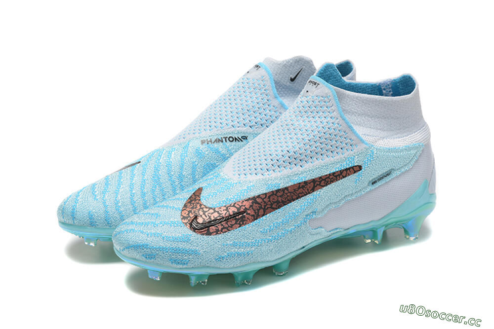 Men's Nike Phantom GX Elite FG Firm Ground High-Tops Football Boots - Blue/White/Brown/Black 5