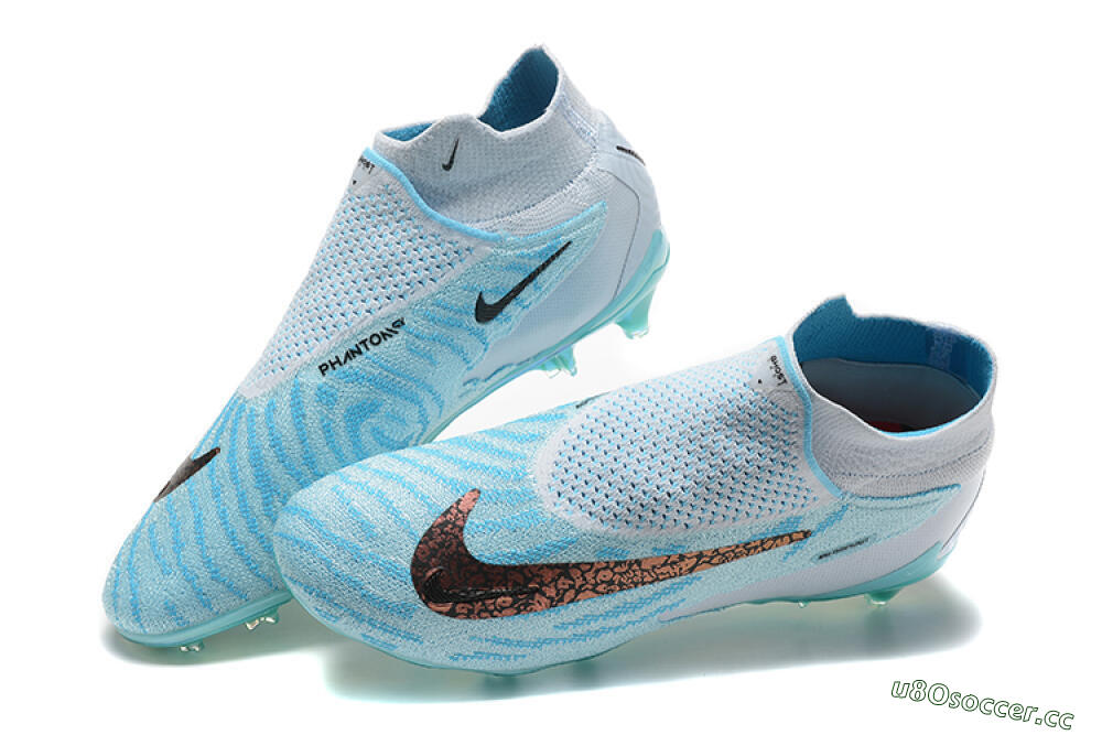 Men's Nike Phantom GX Elite FG Firm Ground High-Tops Football Boots - Blue/White/Brown/Black 6