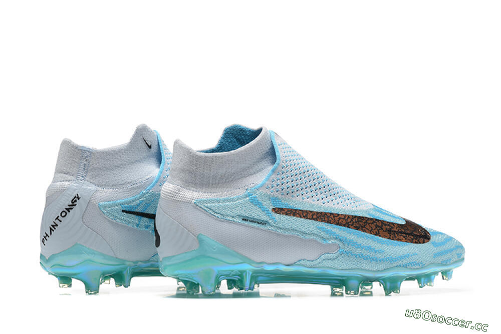 Men's Nike Phantom GX Elite FG Firm Ground High-Tops Football Boots - Blue/White/Brown/Black 9