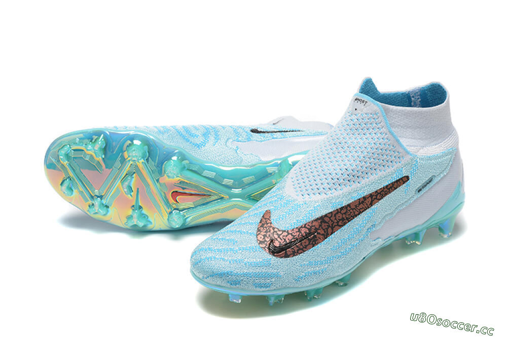 Men's Nike Phantom GX Elite FG Firm Ground High-Tops Football Boots - Blue/White/Brown/Black 3