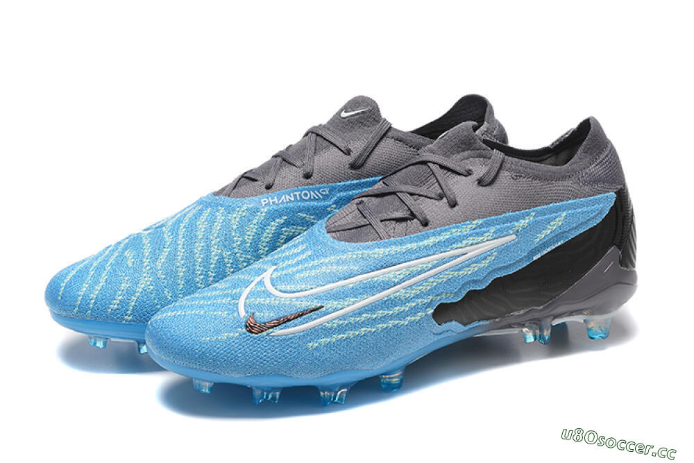 Men's Nike Phantom GX Elite FG Firm Ground Low-Tops Football Boots - Blue/Grey/White 5