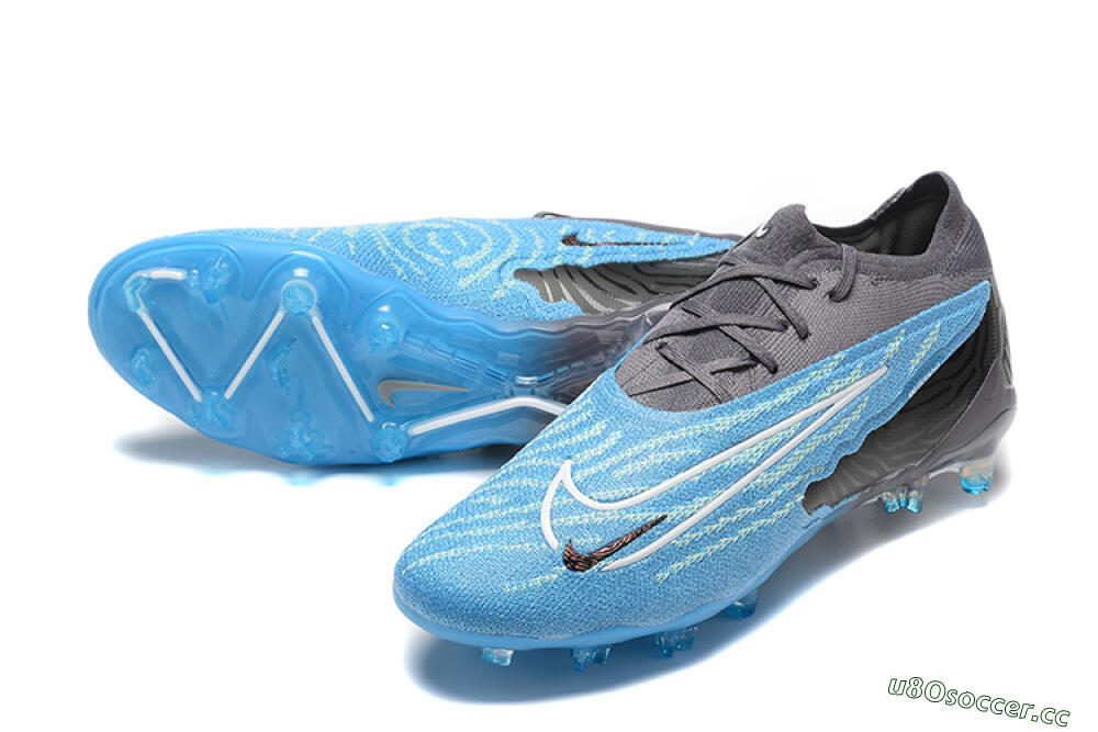 Men's Nike Phantom GX Elite FG Firm Ground Low-Tops Football Boots - Blue/Grey/White 3