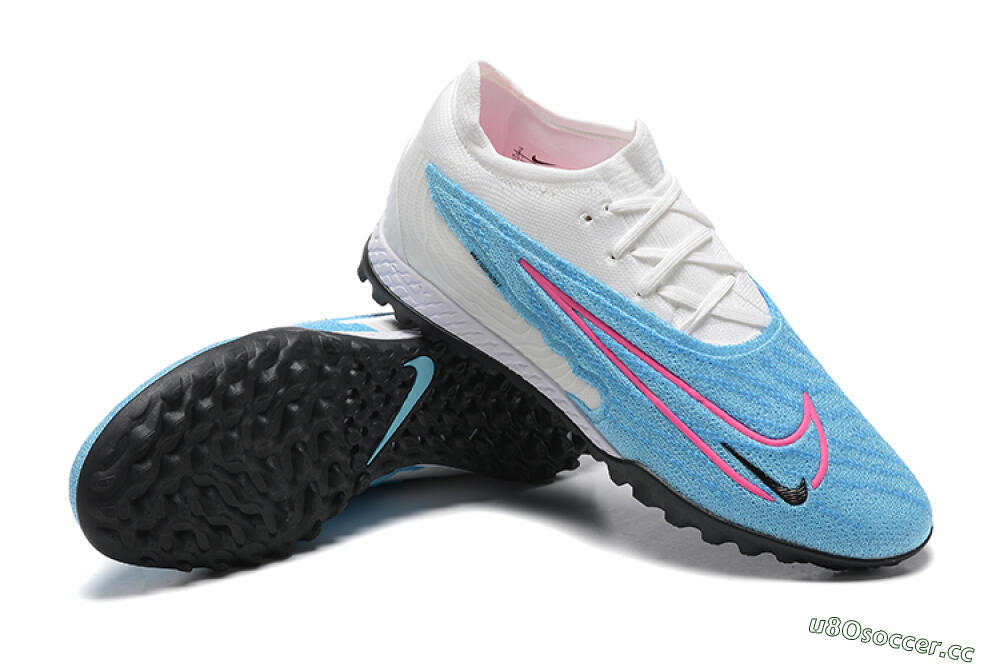 Men's Nike Phantom GX Elite TF Artificial Turf Low-Tops Football Shoes - Blue/White/Pink 4