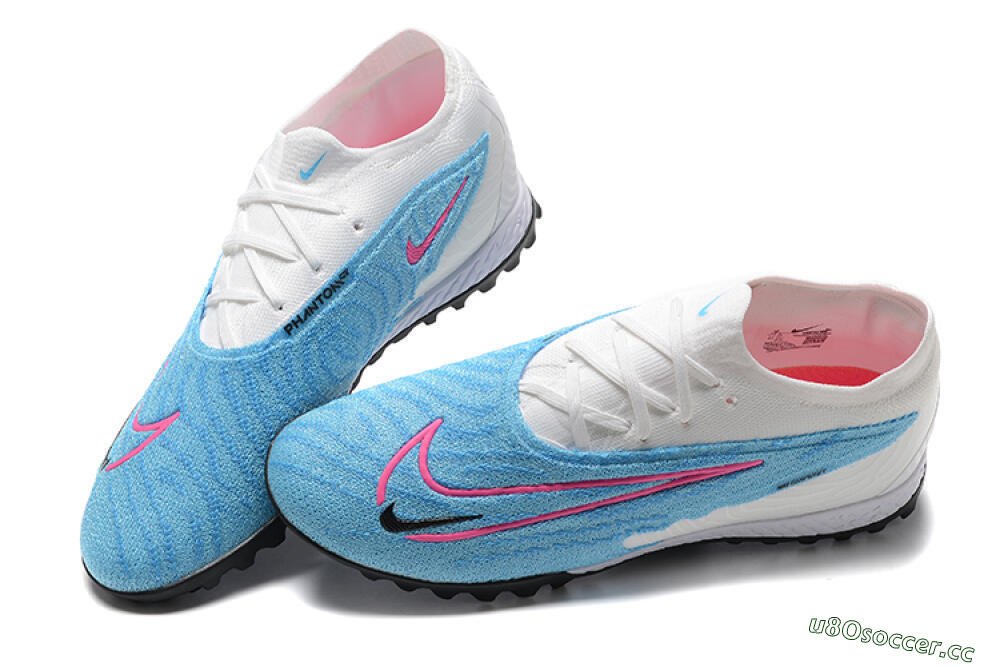 Men's Nike Phantom GX Elite TF Artificial Turf Low-Tops Football Shoes - Blue/White/Pink 6