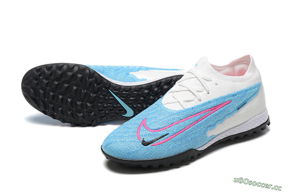 Men's Nike Phantom GX Elite TF Artificial Turf Low-Tops Football Shoes - Blue/White/Pink 3