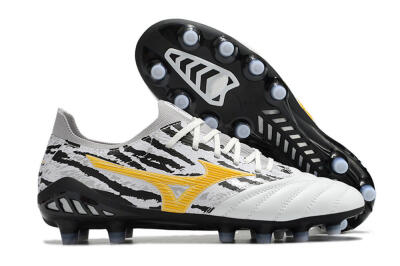Men's Mizuno Morelia Neo 3 Made in Japan FG Firm Ground Low-Tops Football Boots - White/Black/Yellow