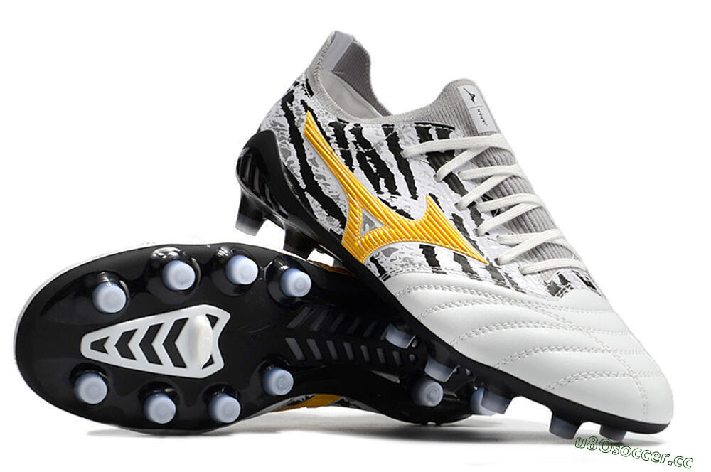 Men's Mizuno Morelia Neo 3 Made in Japan FG Firm Ground Low-Tops Football Boots - White/Black/Yellow 4