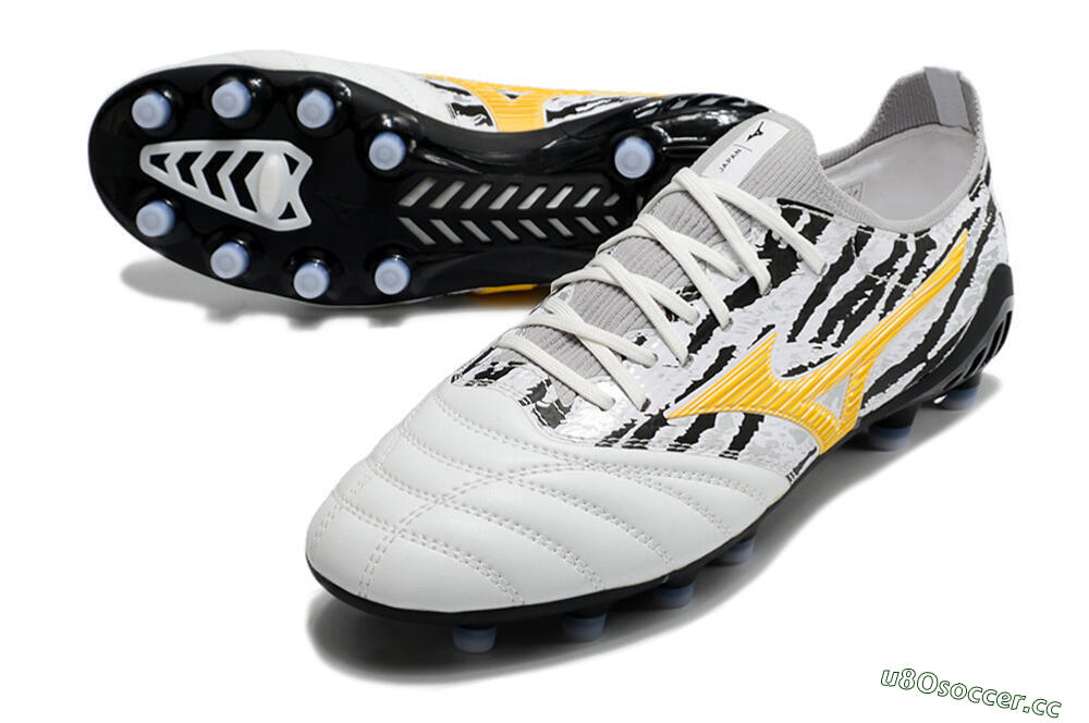 Men's Mizuno Morelia Neo 3 Made in Japan FG Firm Ground Low-Tops Football Boots - White/Black/Yellow 3