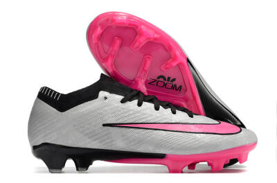 Men's Nike Mercurial Vapor 15 Elite FG Firm Ground Low-Tops Football Boots - Silver/Black/Pink