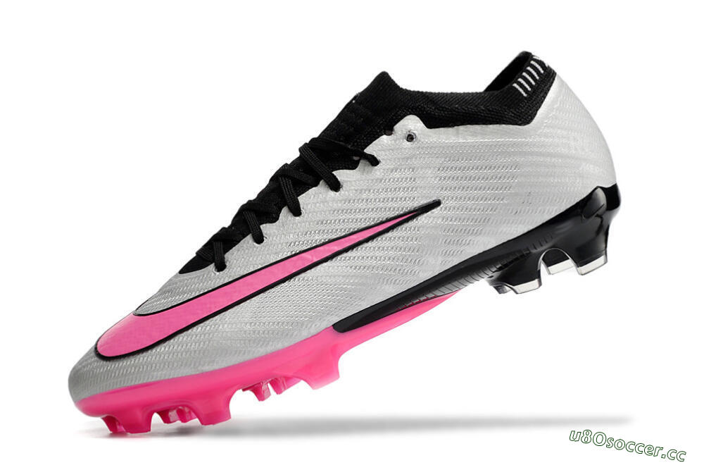 Men's Nike Mercurial Vapor 15 Elite FG Firm Ground Low-Tops Football Boots - Silver/Black/Pink 5
