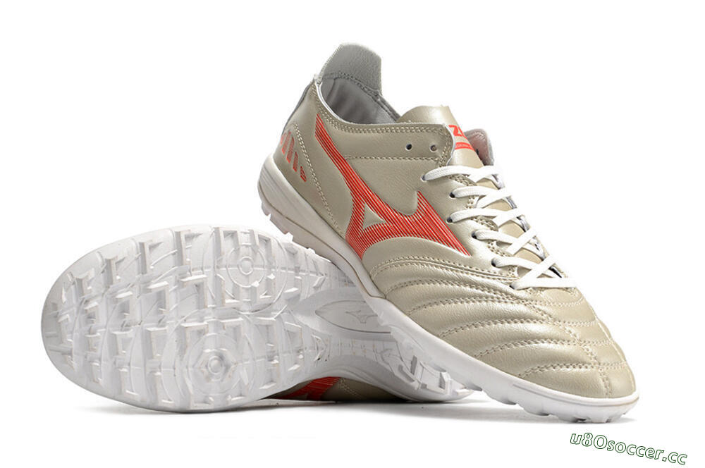 Men's Mizuno Morelia Neo 3 Pro TF Artificial Turf Low-Tops Football Shoes - White/Red 4