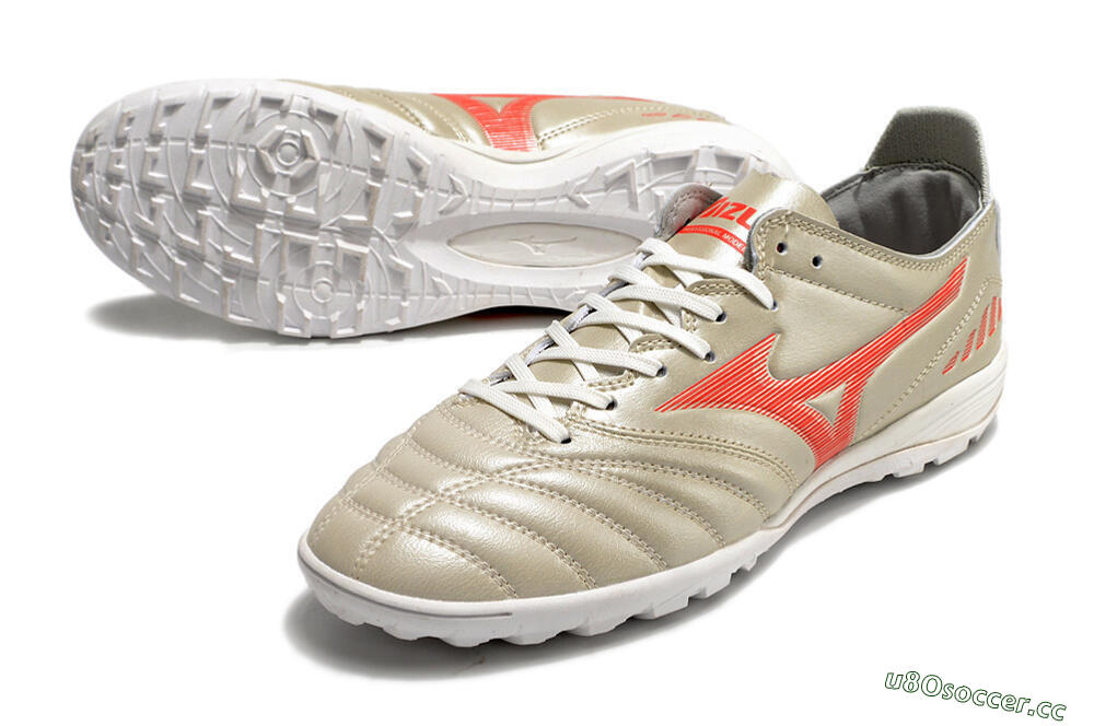 Men's Mizuno Morelia Neo 3 Pro TF Artificial Turf Low-Tops Football Shoes - White/Red 3