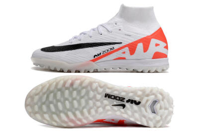 Men's Nike Air Zoom Mercurial Superfly 9 Elite TF Artificial Turf High-Tops Football Shoes - White/Black/Red