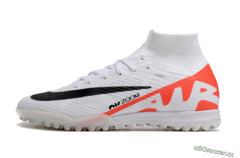 Men's Nike Air Zoom Mercurial Superfly 9 Elite TF Artificial Turf High-Tops Football Shoes - White/Black/Red 0
