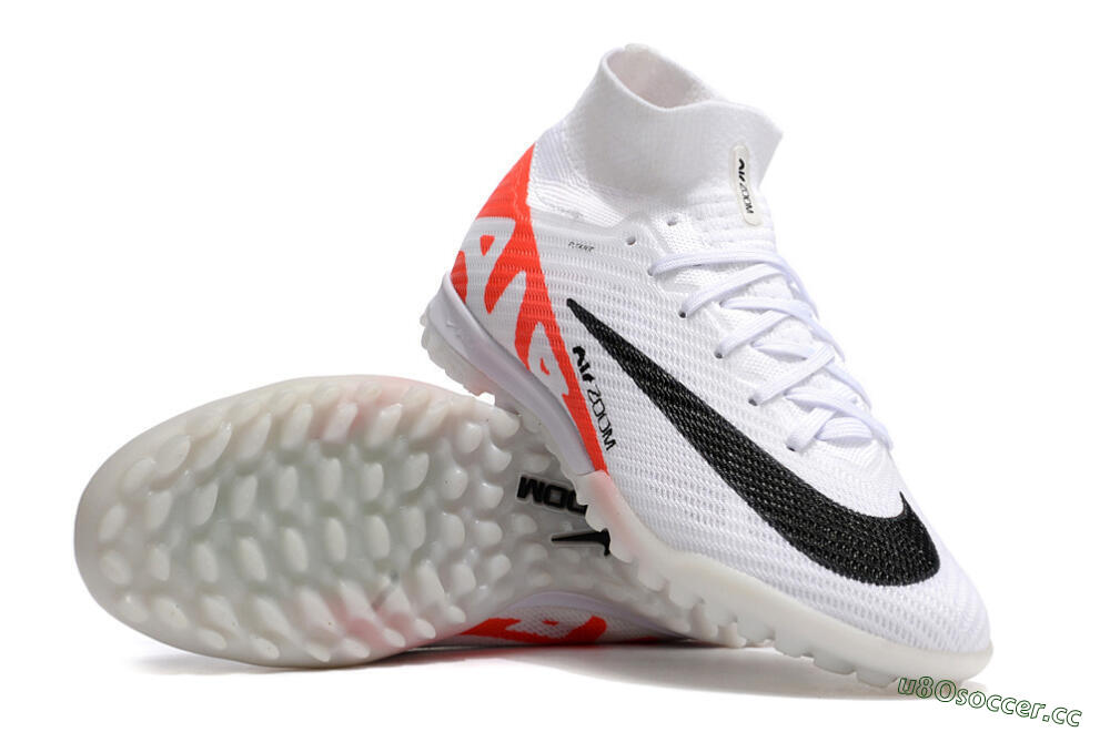 Men's Nike Air Zoom Mercurial Superfly 9 Elite TF Artificial Turf High-Tops Football Shoes - White/Black/Red 4