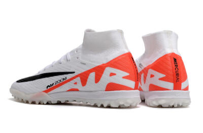 Men's Nike Air Zoom Mercurial Superfly 9 Elite TF Artificial Turf High-Tops Football Shoes - White/Black/Red