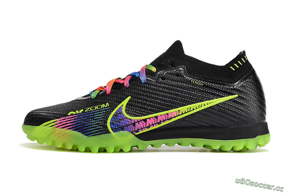 Men's Nike Air Zoom Mercurial Vapor 15 Elite TF Artificial Turf Low-Tops Football Shoes - Black/Green/Pink 0