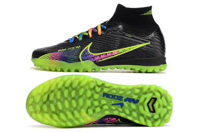 Unisex Nike Air Zoom Mercurial Superfly 9 Elite TF Artificial Turf High-Tops Football Shoes - Black/Green/Pink